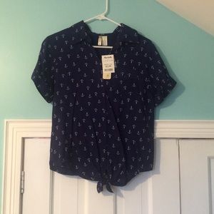 Navy blue top with anchor print